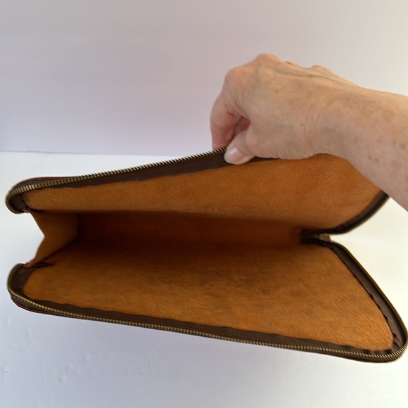 Vintage Costa Rican Hand Tooled Tan Leather Zip Around Top Portfolio 80’s - Picture 8 of 11